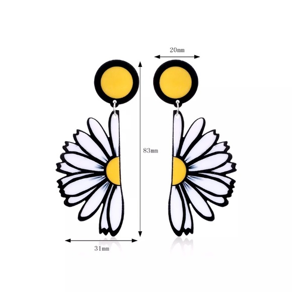 Daisy Drop earrings Retro Mod Style Earrings - Picture 2 of 5
